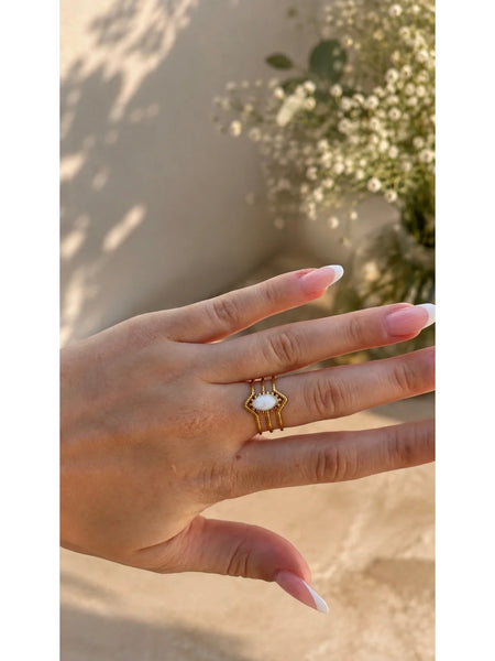 Bague Éclat Navette — bague femme en acier inoxydable MACA